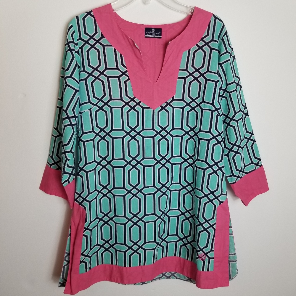 Simply Southern Geometric Design Notch Neck Tunic